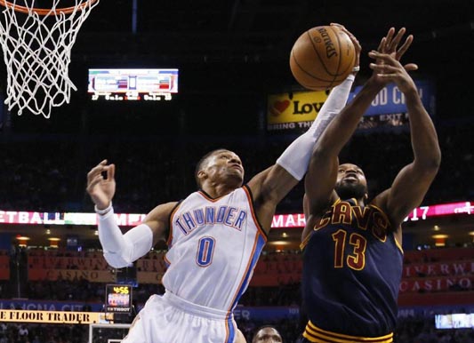 OKC stuns fully-manned Cavs on Westbrook's 29