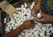 A vendor prepares garlic for sale at a public market in Manila. ABS-CBN NEWS