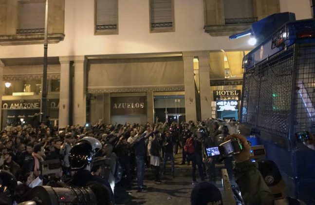 Moroccan police officers use water cannons to disperse teachers’ protest