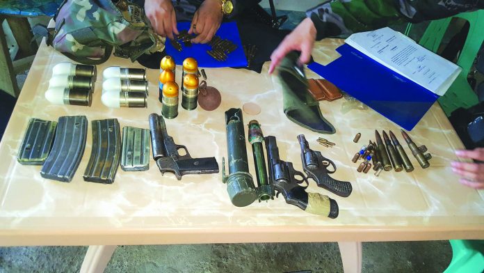 Police seized these weapons from 53-year-old Hilarion Combong in Barangay Buhang, Hamtic, Antique on Friday, July 5. STEPHEN LOUIE CHECA/PN