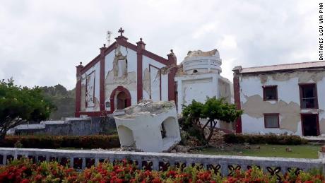 This church belfry collapses after a second 5.9-magnitude earthquake hit Batanes around 7 a.m. on Saturday. BATANES LGU VIA PNA