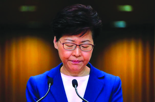 Hong Kong's Chief Executive Carrie Lam addresses a news conference in Hong Kong, China Sept. 5, 2019. REUTERS