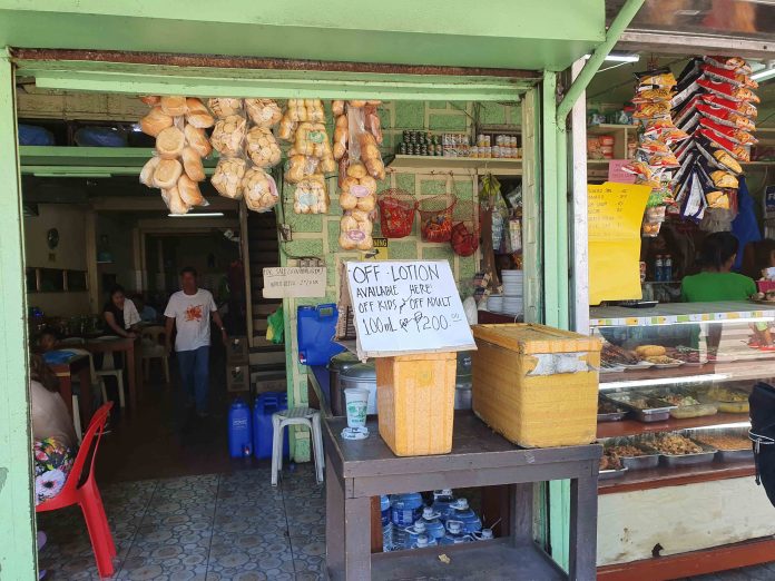 This karinderia in Aklan’s capital town Kalibo sells mosquito repellants. The Department of Trade and Industry is warning consumers in Aklan against fake mosquito repellent products proliferating in the province. JUN AGUIRRE/PN