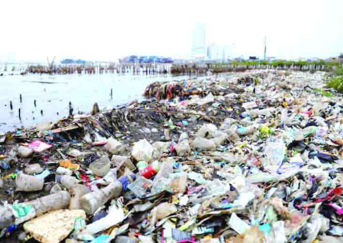 Rubbish, most of which is plastics, is seen along a shoreline in Jakarta, Indonesia, June 21, 2019. REUTERS