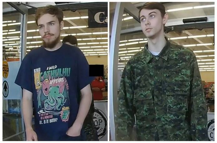 Kam McLeod, 19 and Bryer Schmegelsky, 18, suspects in the murder of an Australian tourist and his American girlfriend in northern British Columbia, and charged with the second-degree murder of Leonard Dyck, are seen in a combination of still images from undated CCTV taken in Meadow Lake, Saskatchewan and released by the Royal Canadian Mounted Police July 26, 2019. MANITOBA RCMP VIA REUTERS