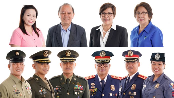 THE 2019 METROBANK FOUNDATION OUTSTANDING FILIPINOS (top row, from left): Dorothy S. Tarol, Ph.D; Ricardo T. Jose, Ph.D.; Eva Maria C. Cutiongco-dela Paz, M.D.; Cristina B. Cristobal, Ph.D.; (bottom row, from); MSgt. Ramil A. Caporas PA; Major Romulo G. Dimayuga II PN(M); Lt. Col. John Paul D. Baldomar PA; PCol. Edwin A. Quilates; PMaj. Robert A. Reyes, and PCMS. Marsha T. Agustin, RSW