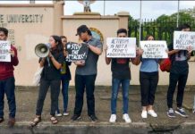 IS STUDENT ACTIVISM A CRIME? Students of West Visayas State University in Iloilo City stage a picket on Aug. 23, 2019 denouncing the planned deployment of government security forces in schools. Just this Aug. 20, students of the University of the Philippines Visayas in Miag-ao, Iloilo staged a walkout against the plan. IAN PAUL CORDERO/PN