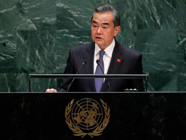 Chinese foreign minister Wang Yi addresses the 75th session of the United Nations (UN) General Assembly at UN headquarters in New York, United States, Sept. 27, 2019. LUCAS JACKSON/REUTERS