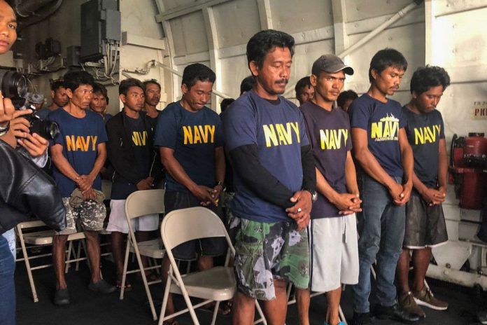 Twenty-two Filipino fishermen were rescued after a Chinese fishing vessel allegedly sank their fishing boat at Recto Bank on June 9. ABS-CBN NEWS