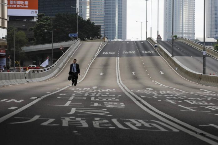 Hong Kong’s economy is taking a beating from months of increasingly violent protests, says embattled leader Carrie Lam. VINCENT YU/AP