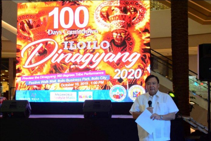 DINAGYANG COUNTDOWN KICKS OFF. Mayor Jerry Treñas of Iloilo City leads the kick-off of the 100-day countdown to the January 2020 edition of the Dinagyang Festival at Festival Walk Mall in Mandurriao district on Oct. 10, 2019. Dinagyang has been voted the “best tourism event” three times in a row – 2006, 2007 and 2008 – by the Association of Tourism Officers in the Philippines. IAN PAUL CORDERO/PN