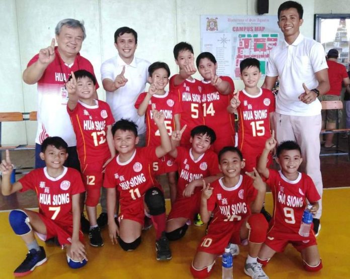 Hua Siong College of Iloilo Red Phoenix is the champion in elementary boys volleyball of the ILOPRISAA Meet. PHOTO COURTESY OF BAYANI LADRIDO