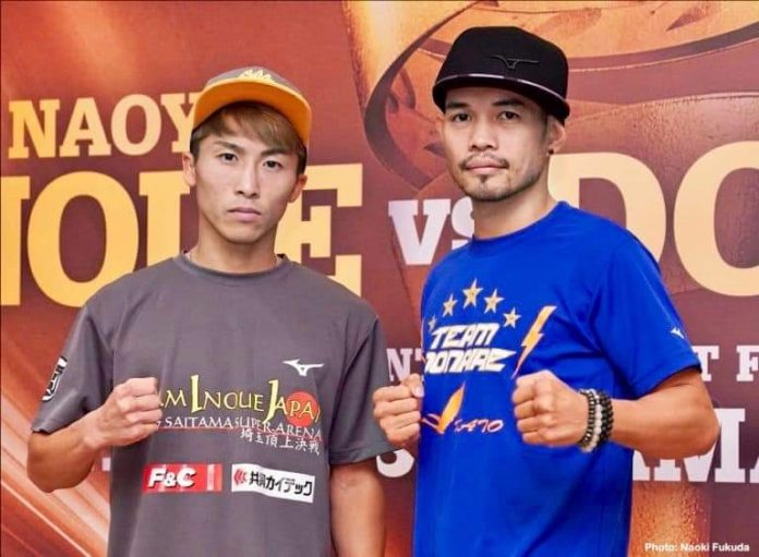 Japanese knockout artist Naoya Inoue (left) takes on Filipino boxer Nonito Donaire Jr. tonight in Saitama, Japan in a bantamweight unification world title fight.