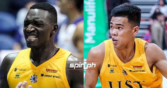 University of Santo Tomas Growling Tigers’ Soulemane Chabi Yo and Negrense Mark Nonoy. SPIN.PH