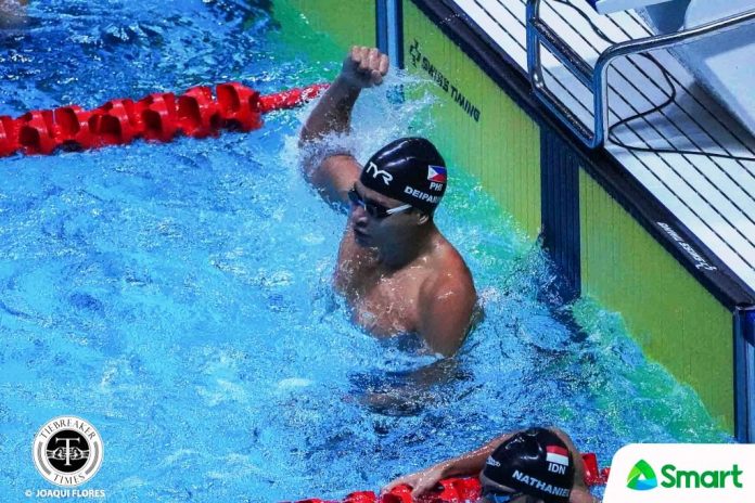 Filipino-American James Deiparine halted the Philippines’ decades-old gold medal drought in Southeast Asian Games swimming by ruling the men’s 100-meter breaststroke event. TIEBREAKER TIMES PHOTO