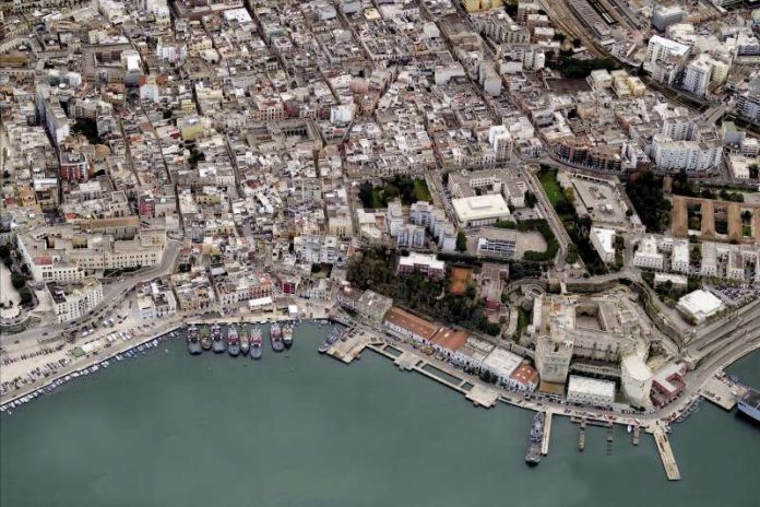 An aerial image of the Port of Brindisi in Italy. BLOM UK VIA GETTY IMAGES