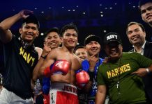 Jerwin Ancajas easily defended his IBF world super flyweight via a sixth-round stoppage win over Chile’s Miguel Gonzales. GETTY IMAGES