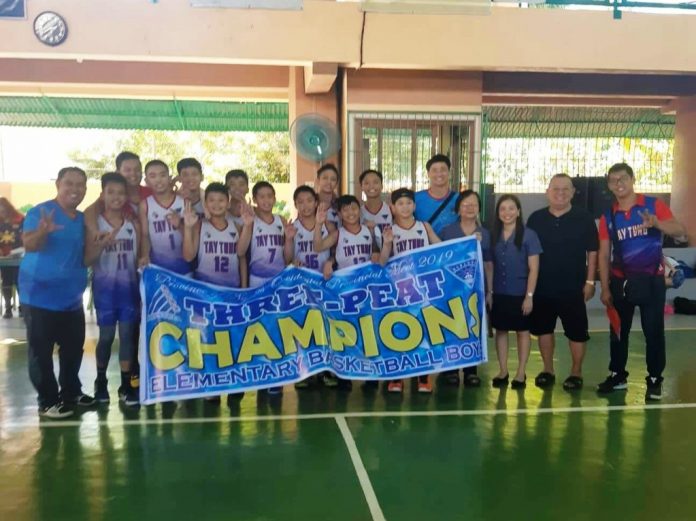 The NOPSSCEA elementary basketball team is a three-peat champions in the Negros Provincial Meet elementary basketball. PHOTO COURTESY OF JOSE MONTALBO