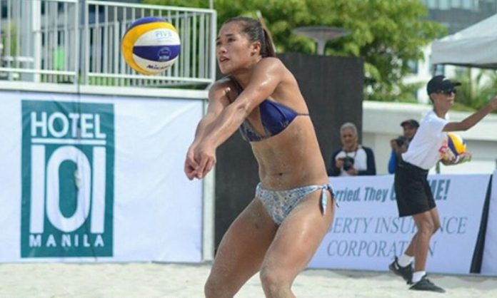 Bernadeth Pons is half of the duo – the other being Dij Rodriguez – that emerged as champion in the 1st Mayor Raymund I. Tongson Jr. Beach Volleyball Women’s Open 2020. PHOTO COURTESY OF PILIPINAS BEACH VOLLEYBALL