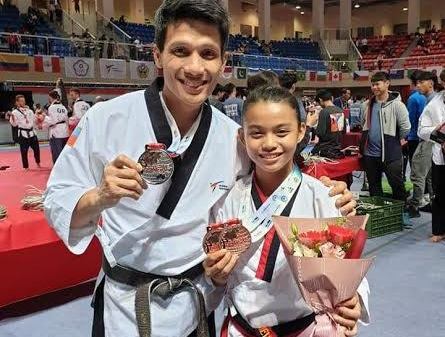 Negros Taekwondo Union-Tigers New Gen stable head coach Jean Pierre Sabido and Negrense Jamie Hannah Agaloos. PHOTO COURTESY OF NEGROS TAEKWONDO UNION-TIGERS NEW GEN