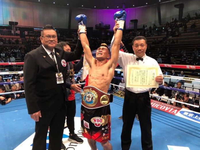 Jhunriel Ramonal wins the the WBO Asia Pacific super bantamweight championship in Japan. GAB PHOTO