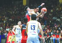 Ilonggo Jay Javelosa of the Iloilo United Royals emphatically soars for a rebound. MPBL