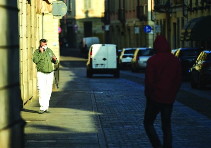 Streets were largely deserted in the small Italian town of Codogno, Lodi, Lombardy, Italy. AFP