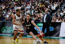 Guam's Jericho Cruz defends New Zealand's Taylor Britt in their FIBA Asia Cup game. Photo by FIBA Media