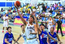 Iloilo United Royals’ Jerson Prado goes for a reverse basket against Sarangani. MPBL PHOTO