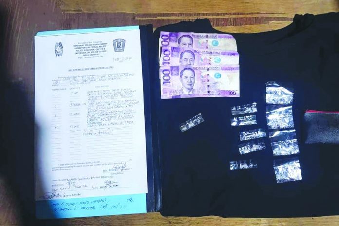 Recovered items from drug suspect Loveniel Rusiana during an entrapment operation in Barangay Singcang-Airport, Bacolod City on Feb. 10. POLICE STATION 6/BCPO