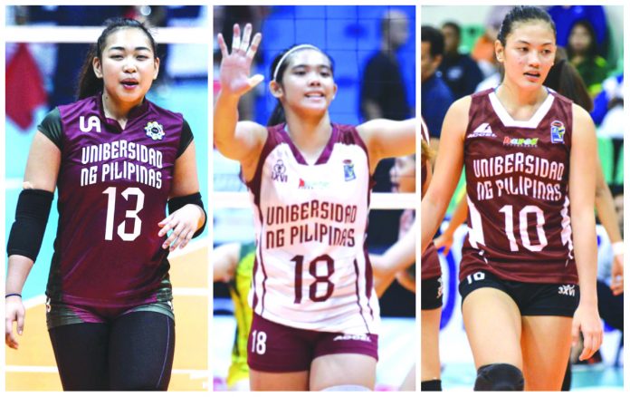 University of the Philippine’s Tots Carlos, Isa Molde and Justin Dorog are set to banner their team one last season in UAAP Season 82 women’s volleyball slated to begin on March 3. FOX SPORTS PHILIPPINES