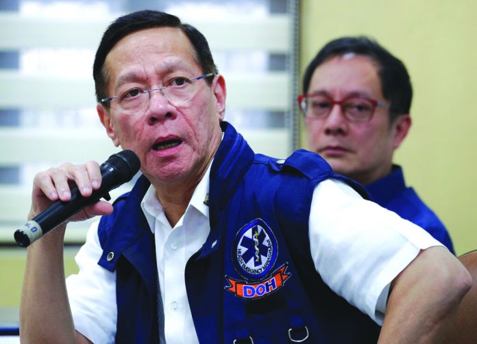 Health Secretary Francisco Duque speaks during a media briefing about the country’s response to the coronavirus outbreak. Fourteen more coronavirus cases are reported in the Philippines, bringing the total number of people who have been infected with the virus in the country to 24. AP