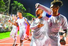 Players of the Philippine Azkals-U23 team celebrate with the crowd after a historical victory versus Malaysia U-23 in the 2019 Southeast Asian Games, which was hosted by the country. ABS-CBN NEWS