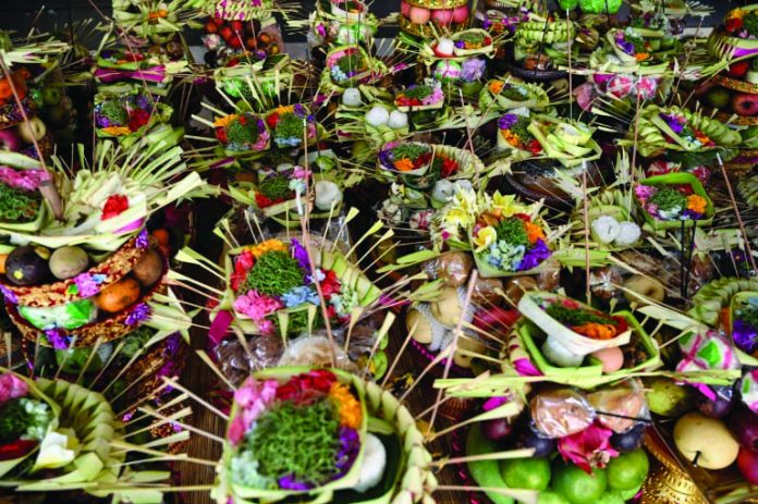 Prayer offerings for Bali's 'Day of Silence', an annual celebration that encourages introspection. AFP