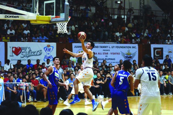 Negrense Jeffrei Chan of Visayas All-Stars goes for a wide open layup during a match in the Visayas leg of the 2018 Philippine Basketball Association (PBA) All-Stars at the University of San Agustin Gym here on May 27, 2018. IAN PAUL CORDERO/PN