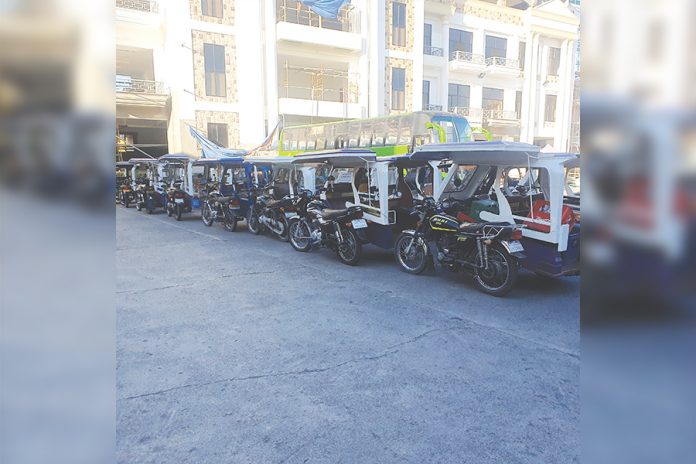 For violating orders of the enhanced community quarantine due to the coronavirus disease 2019 outbreak, police personnel in Kalibo, Aklan impound some 39 tricycle units. JUN AGUIRRE/PN