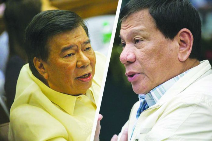 President Rodrigo Duterte (right) should ban political dynasties if he really wants to dismantle oligarchy in the country, Senate Minority Leader Franklin Drilon says. ABS-CBN NEWS