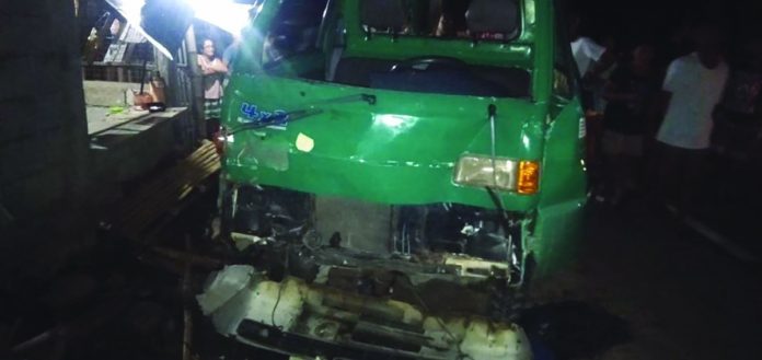 Heavy damage is seen in the front portion of this multicab after crashing into a batchoy house in Caliban Proper, Murcia in Negros Occidental on July 27. Three teenagers were killed and two others were wounded in the accident. MURCIA POLIEC STATION