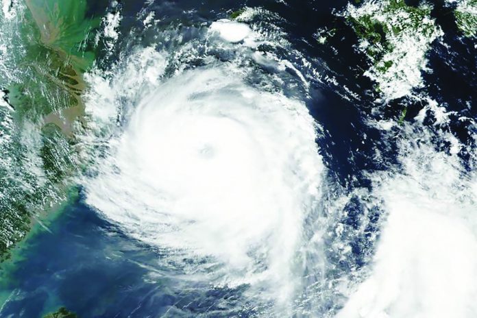 This Aug. 25, 2020 satellite image released by NASA shows Typhoon 