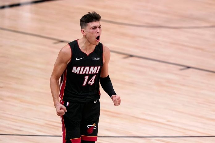 Heat guard Tyler Herro was unstoppable in Game 4, scoring 37 points on 14-for-21 shooting. MARK J. TERRILL/AP PHOTO