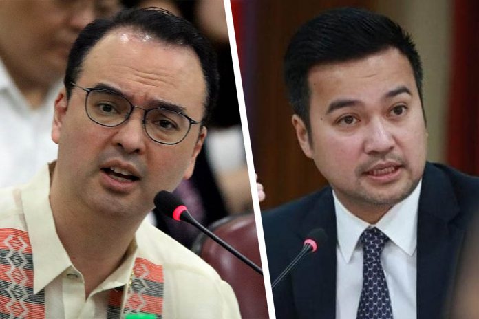 Taking away Marinduque Rep. Lord Allan Velasco’s (right) chance to take over the House of Representatives’ speakership on Oct. 14, current Speaker Alan Peter Cayetano and his allies have suspended the session until Nov. 16. PHOTOS FROM RAPPLER