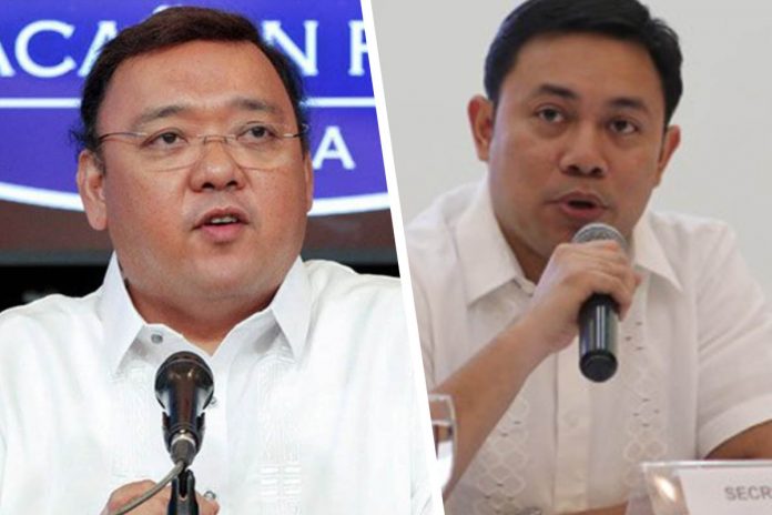 “The DOJ has the authority to decide which allegations to investigate. We leave it to the task force if they will investigate Sec. Villar,” Palace spokesperson Roque said during his virtual press conference on Tuesday. Photo courtesy of CNN (Roque); PNA (Villar)