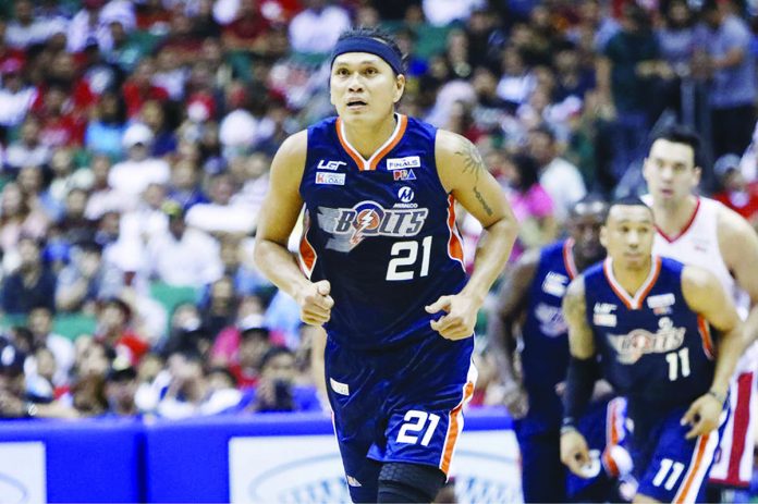 At 41, Bacolodnon center Reynel Hugnatan remains a vital cog for the Meralco Bolts. PBA