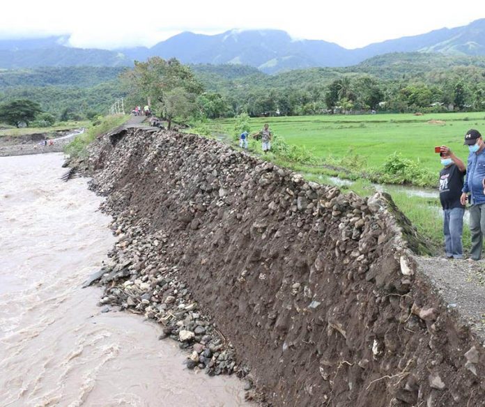 The Old Bacong River Dike in Culasi, Antique got damaged by heavy rains brought by Typhoon “Quinta”. PIO-ANTIQUE PHOTO