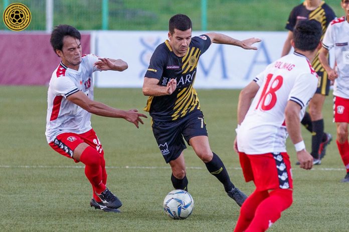 Bienvenido Maranon scores a hat trick in United City Football Club’s title clinching victory against Stallion Laguna FC. UNITED CITY FC