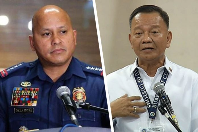 Sen. Ronald “Bato” dela Rosa (left) and Technical Education and Skills Development Authority Director Isidro Lapeña have tested positive for coronavirus disease 2019. PNP PIO (Bato); CNN (Lapena)