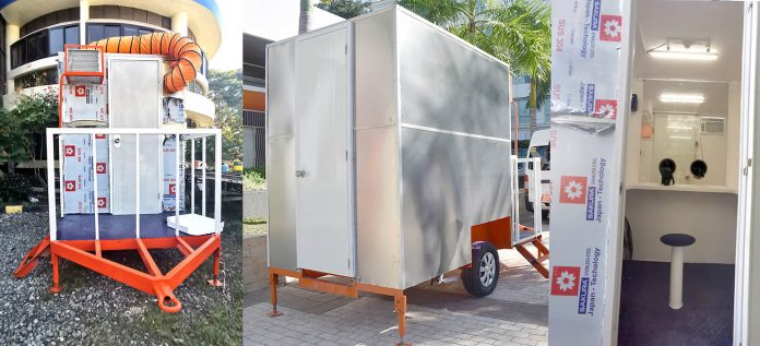 The mobile contactless specimen collection booth developed by the Department of Science and Technology Region 6 in collaboration with the Iloilo Science and Technology University Main Campus