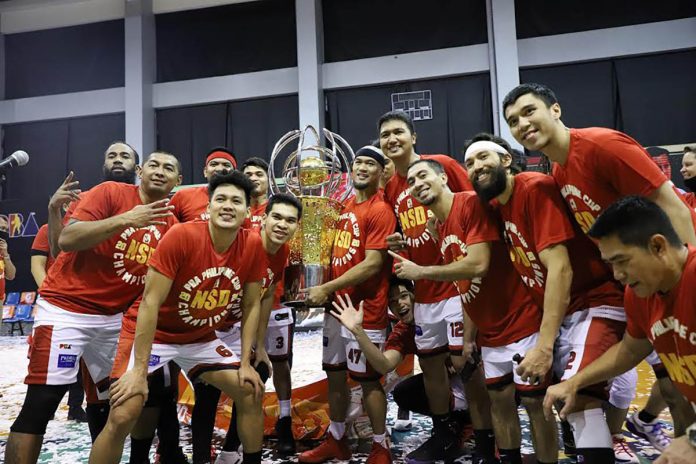 Barangay Ginebra San Miguel Kings celebrates their 2020 PBA Philippine Cup championship. PBA PHOTO