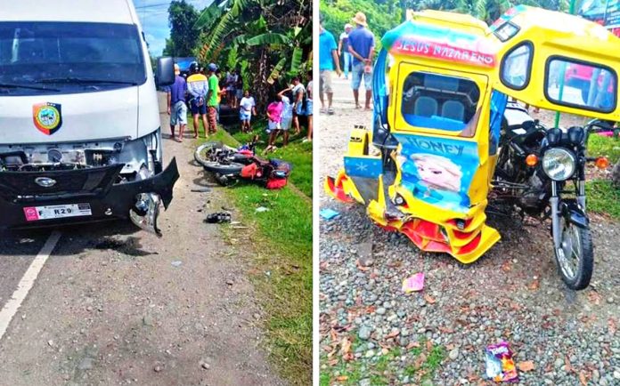 PHOTOS show the wayward ambulance and the two vehicles it hit in Patnongon, Antique on Christmas Day – a tricycle and a motorcycle. The three vehicles sustained considerable damage. Three persons were injured.