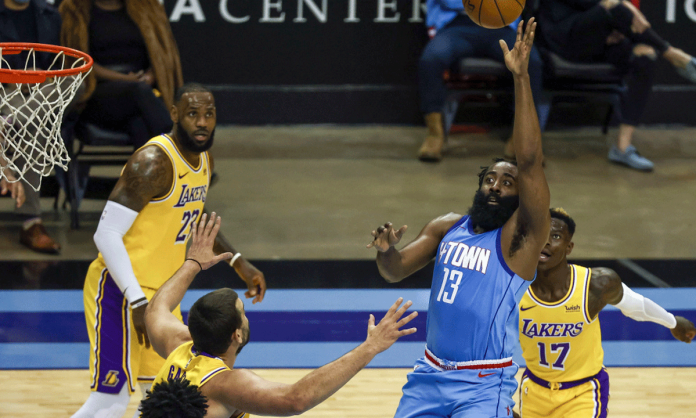 James Harden during his final game with the Houston Rockets against Los Angeles Lakers on Tuesday night (Wednesday in the Philippines). USA TODAY PHOTO